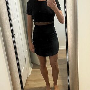Black Mesh Cutout Dress